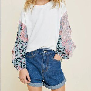 NWT Hayden Girls Ruffle Paisley Print Long Sleeve Top - XL (13/14)
